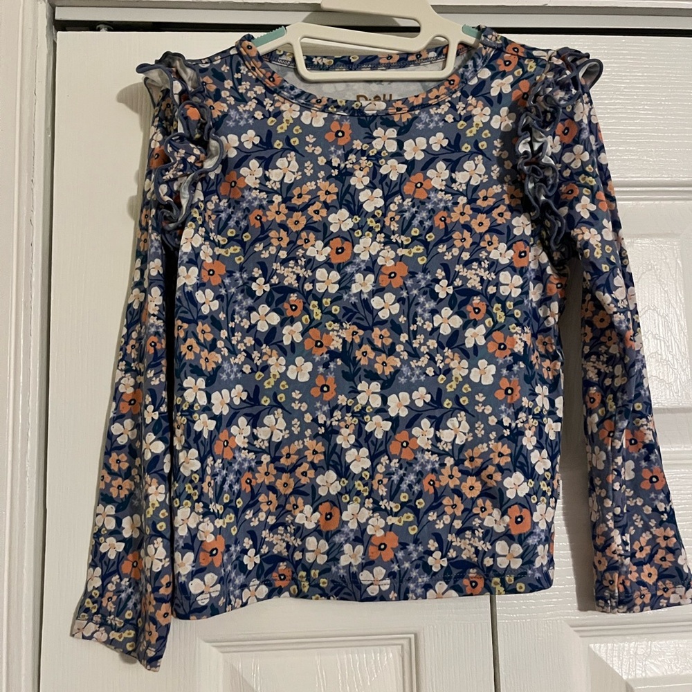 Little Sleepies Blue and Orange Floral Long Sleeve Top